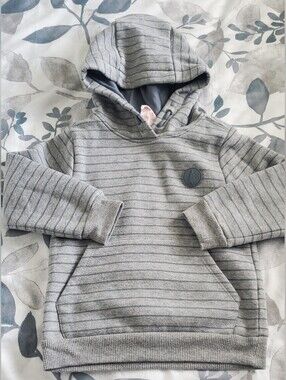 Kids' Hooded Stripe Pullover Sweatshirt - Grey